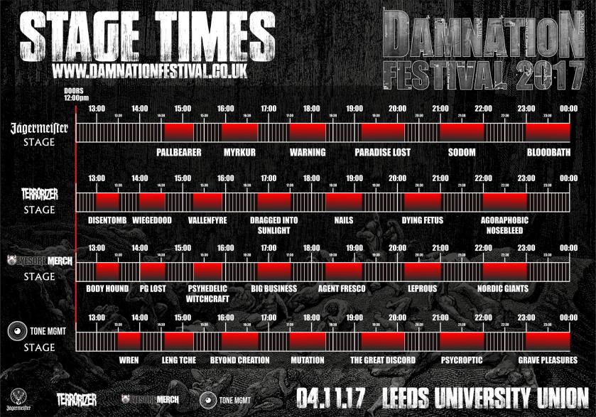 Damnation Stage Times